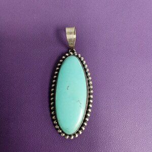 Scott Skeets Navajo Handmade Sterling Silver & Turquoise Pendant